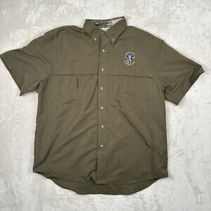 Dallas Safari Club Vented Fishing Shirt Button Down Brown Men's Size M Elephant